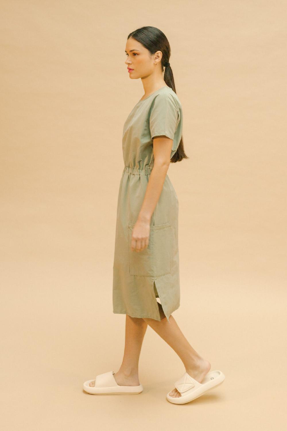 Pan Producto Básico Vestido Verde Midi