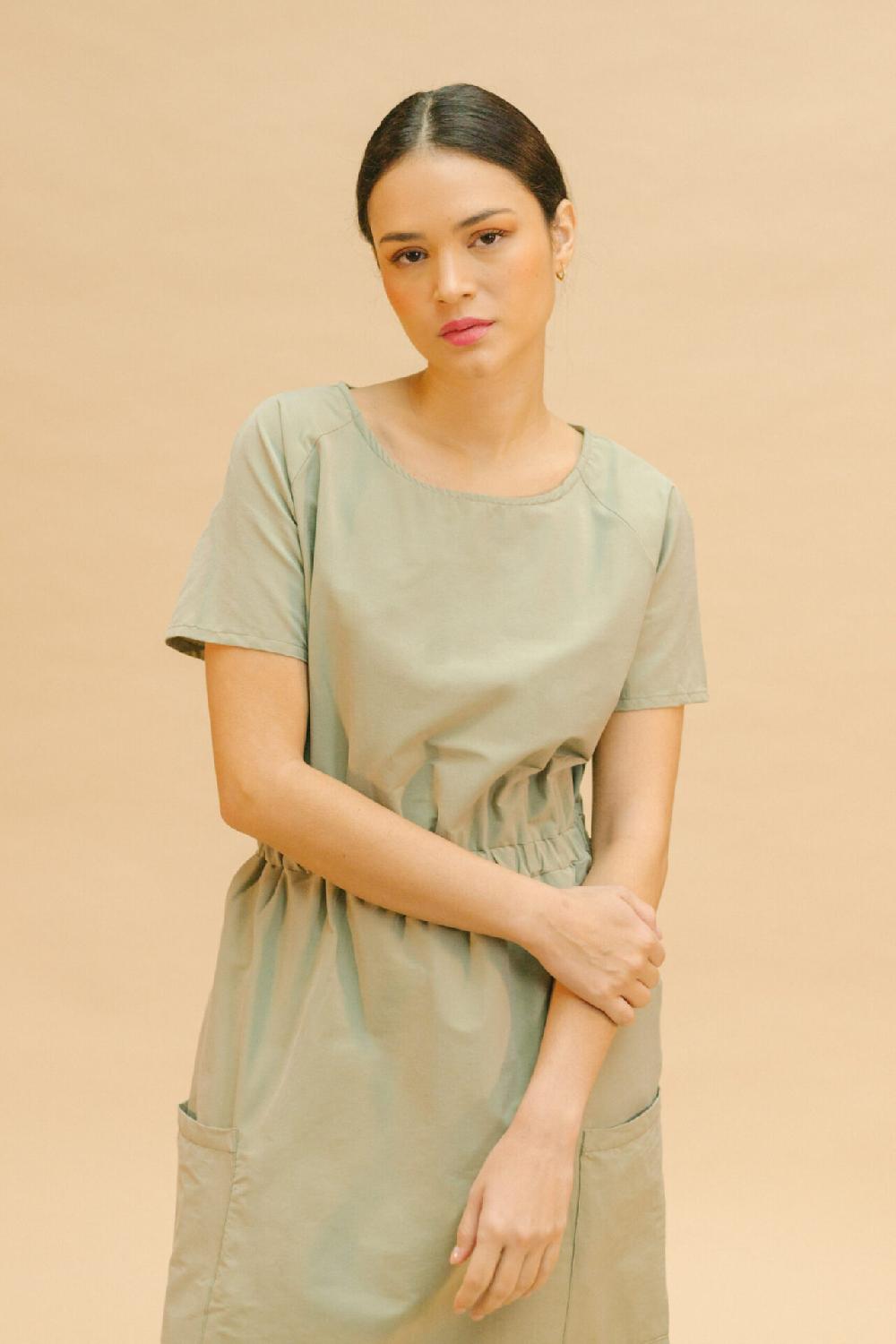 Pan Producto Básico Vestido Verde Midi