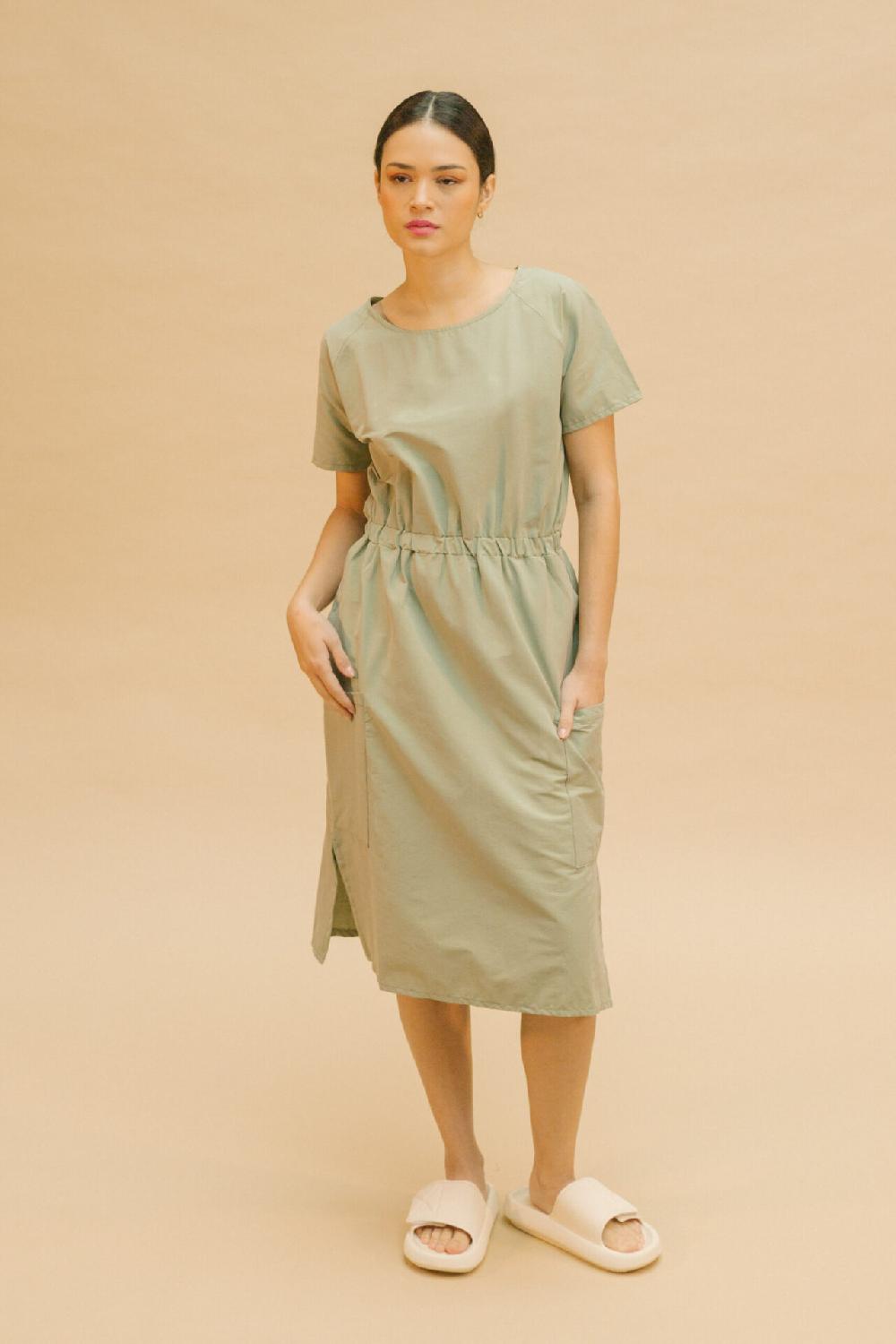 Pan Producto Básico Vestido Verde Midi