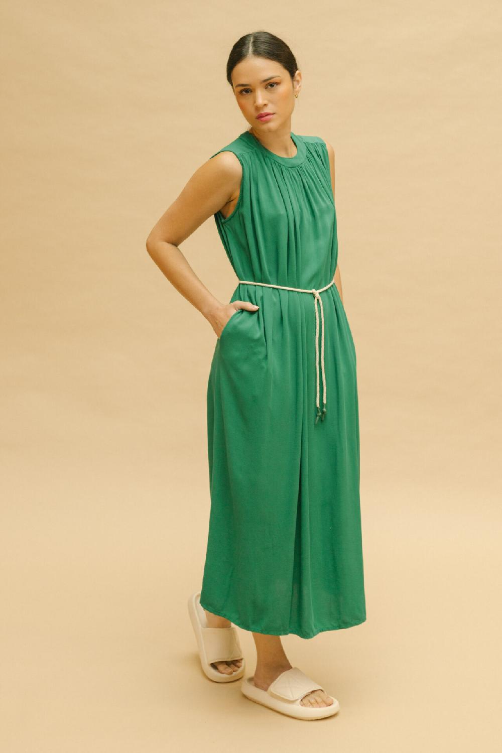 Pan Producto Básico Vestido Verde Vuelo