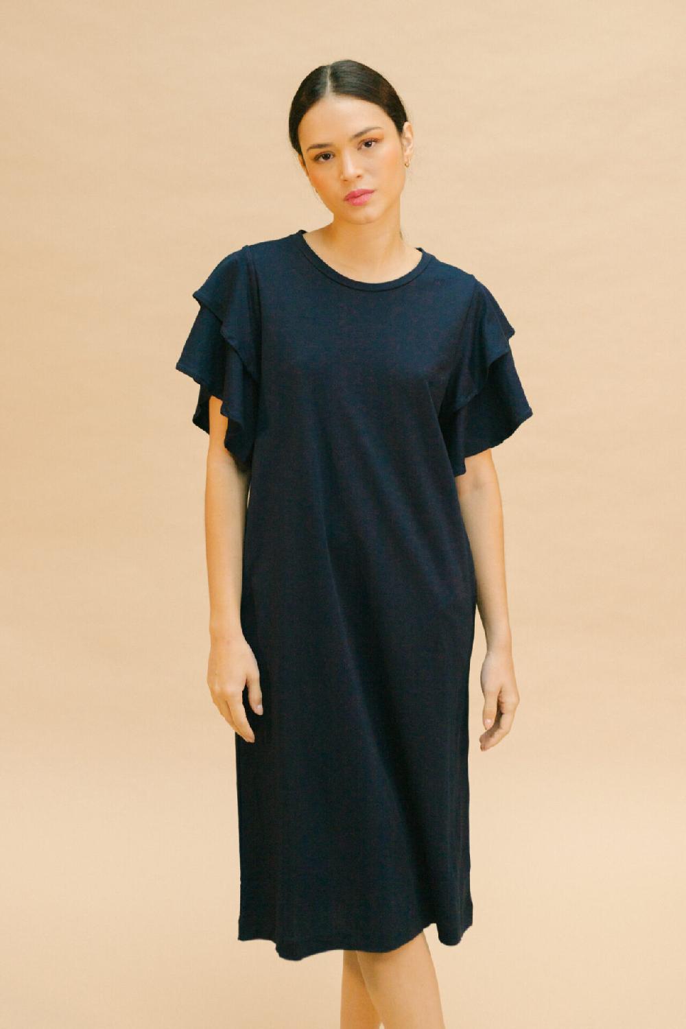 pan producto básico Vestido volantes azul marino