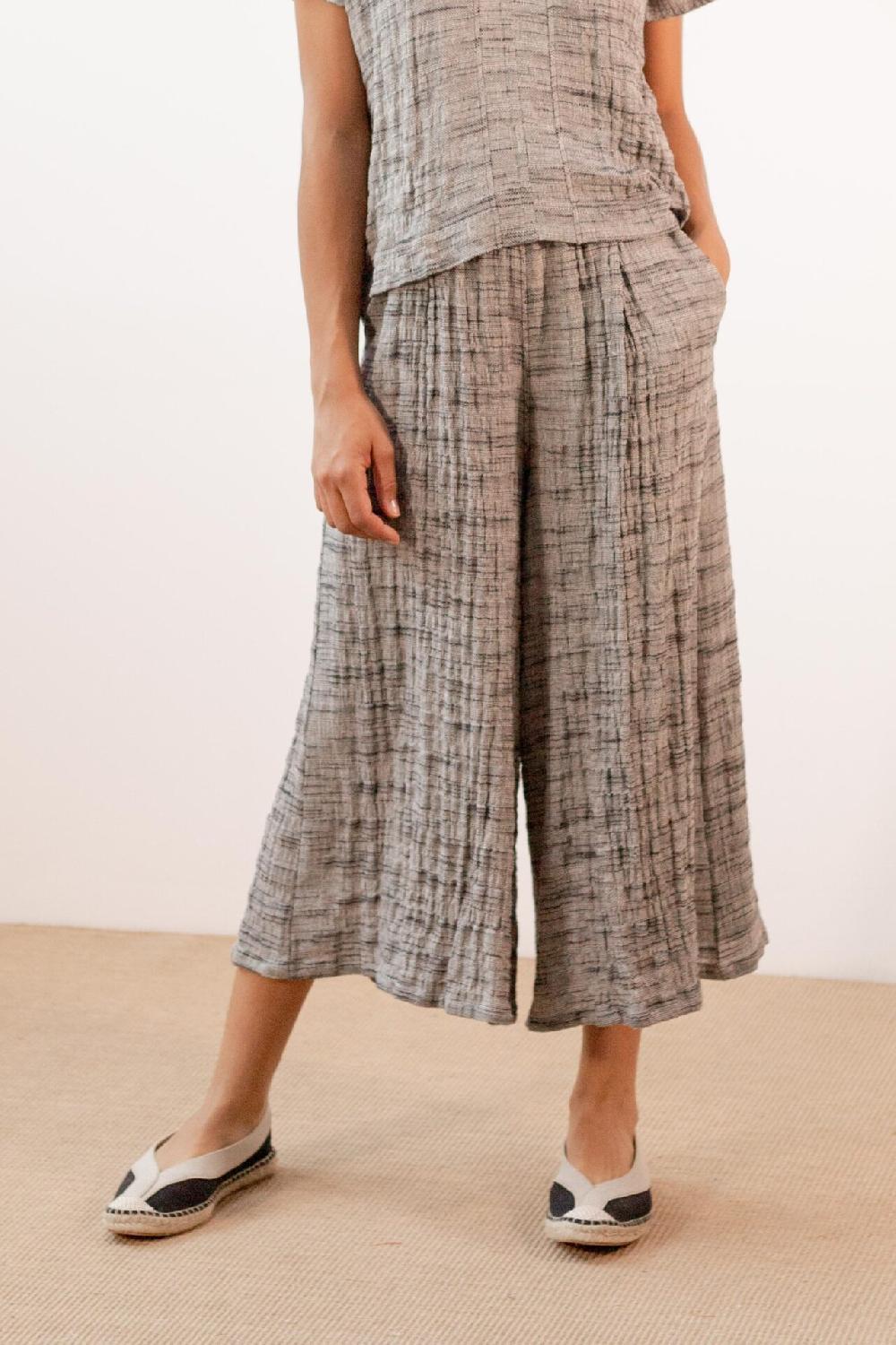 Pan Producto Básico Pantalón Ancho Jaspeado Negro Y Crudo