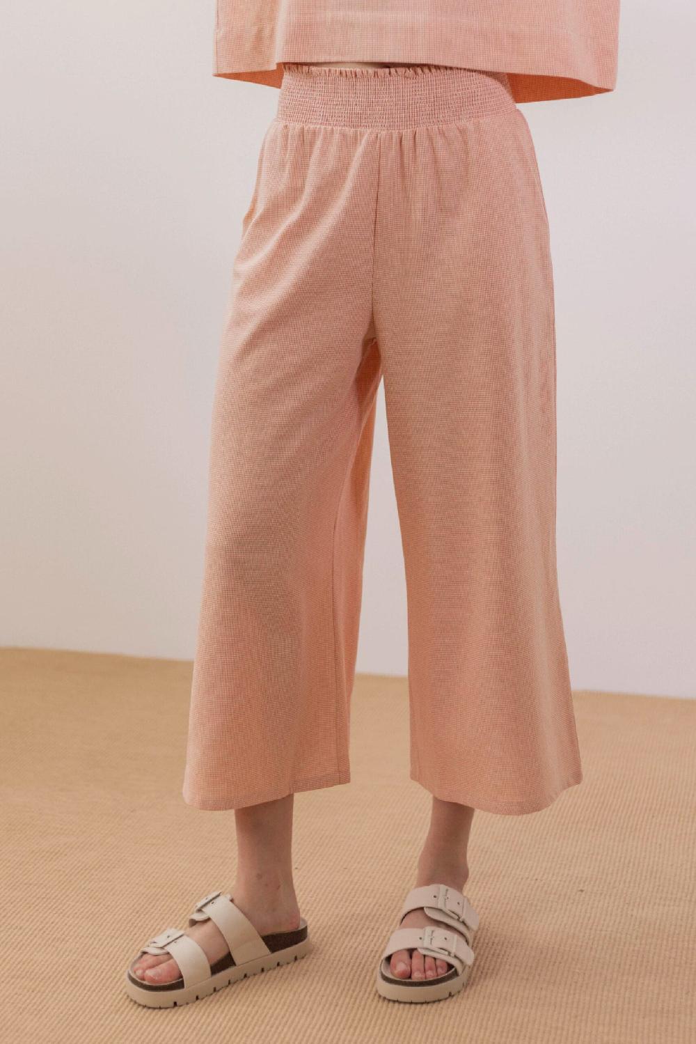 Pan Producto Básico Pantalón Culotte Cuadritos Naranja