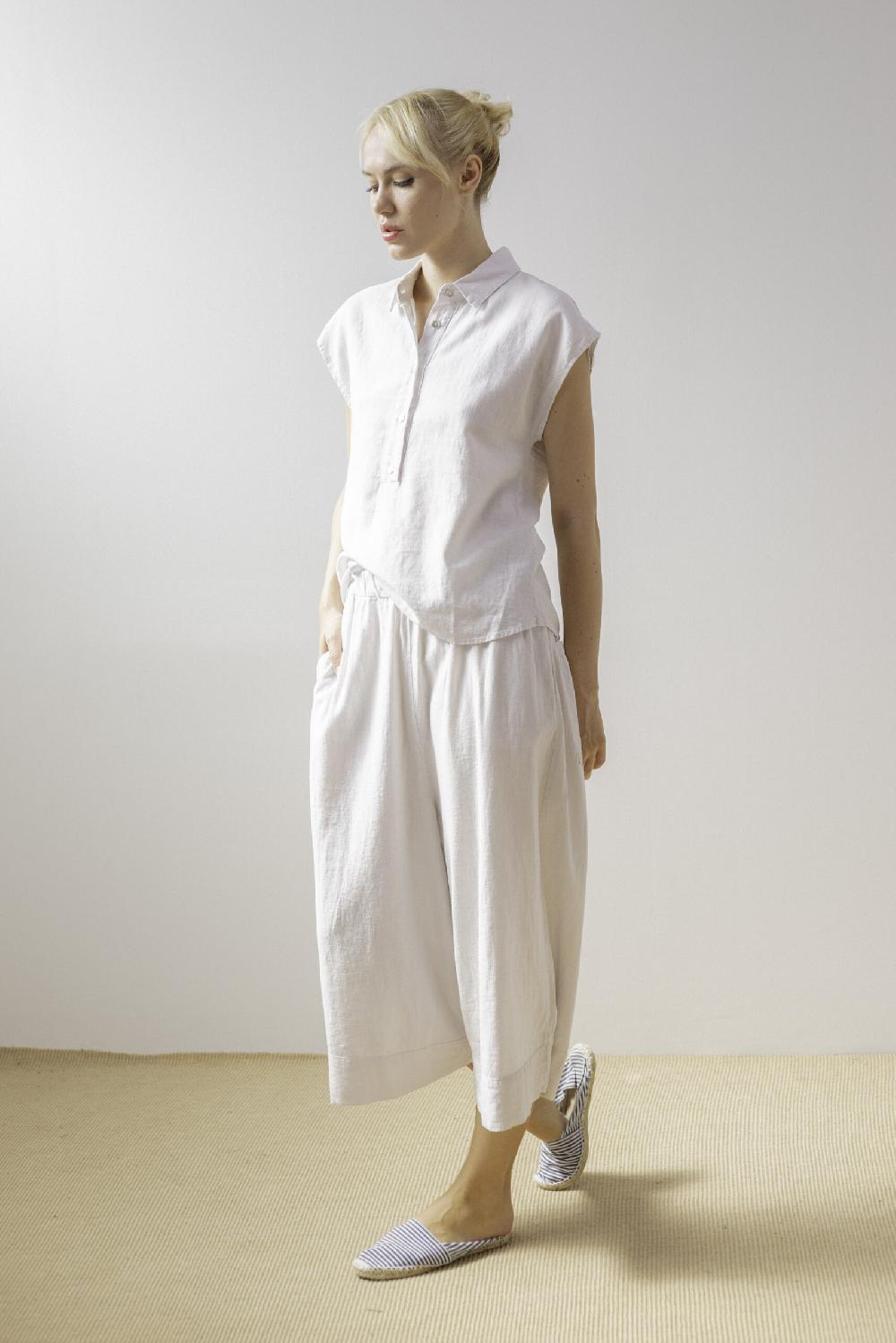 pan producto básico Pantalón oversize en mezcla de lino