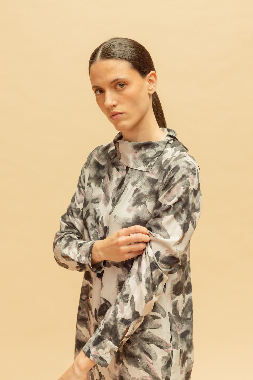 Pan Producto Básico Vestido Estampado Cuello Chimenea