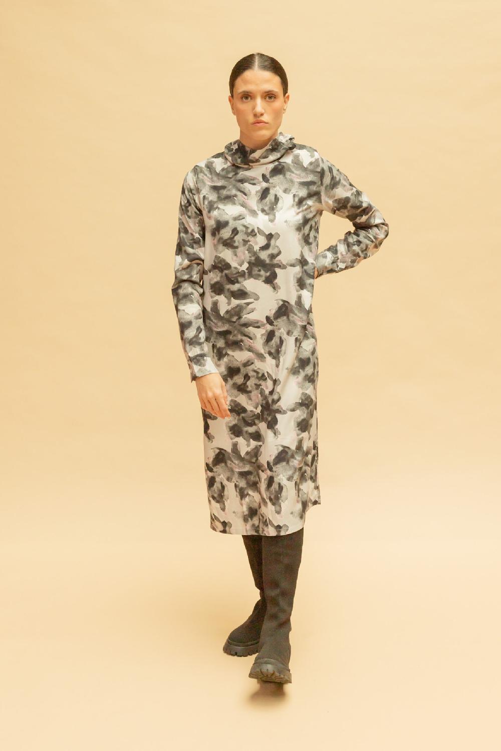 Pan Producto Básico Vestido Estampado Cuello Chimenea