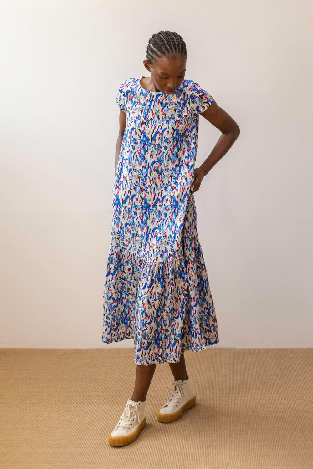 Pan Producto Básico Vestido Fluido Estampado De Colores