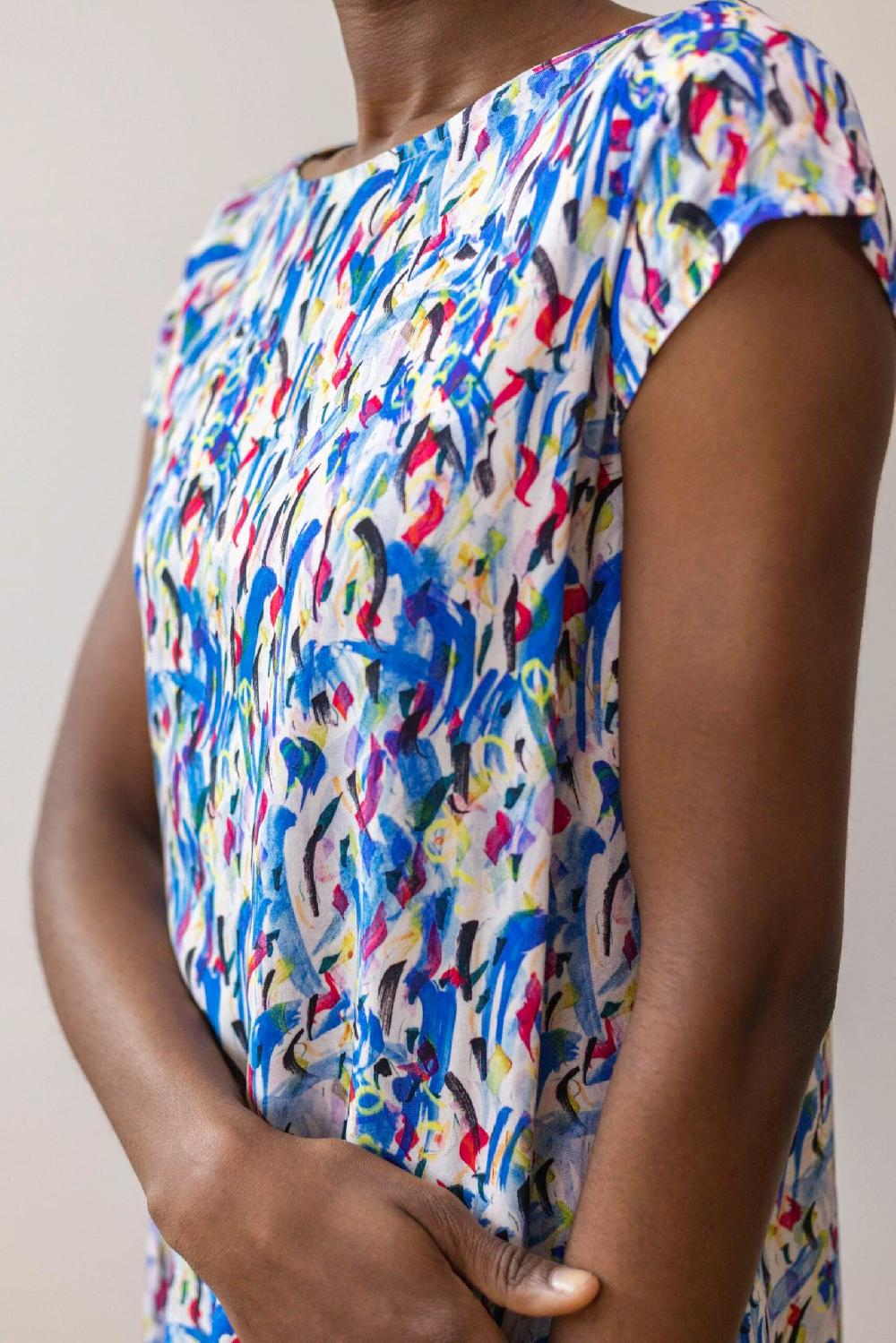 Pan Producto Básico Vestido Fluido Estampado De Colores