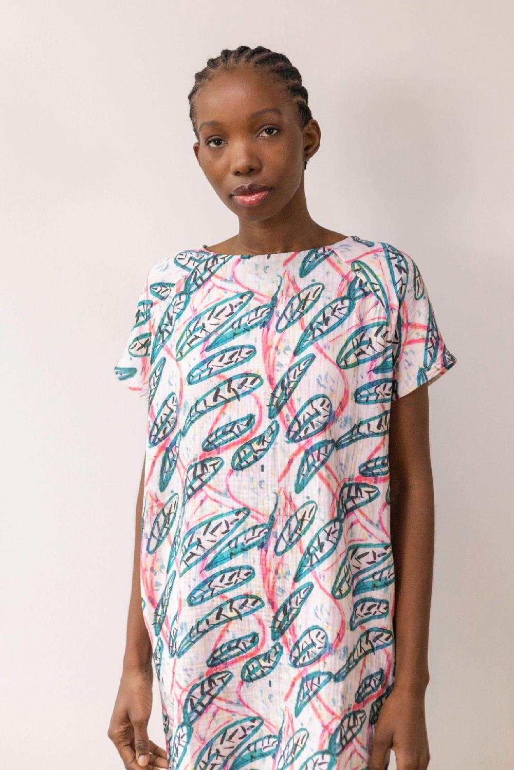 Pan Producto Básico Vestido Oversize Muselina Estampada