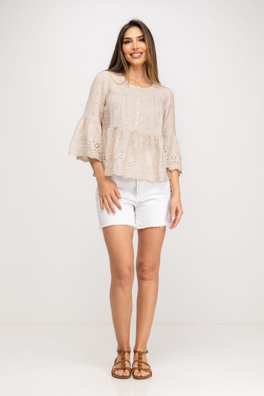 peace&love by calao BLUSA ALGODÓN CON TEJIDO BORDADO