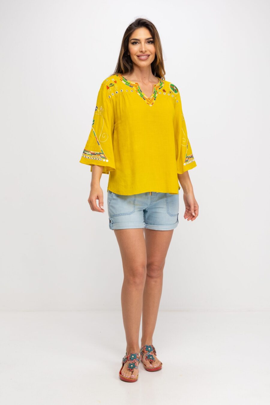 Peace&love By Calao BLUSA DE CUELLO PICO Y ESTILO OVERSIZE PR9011B