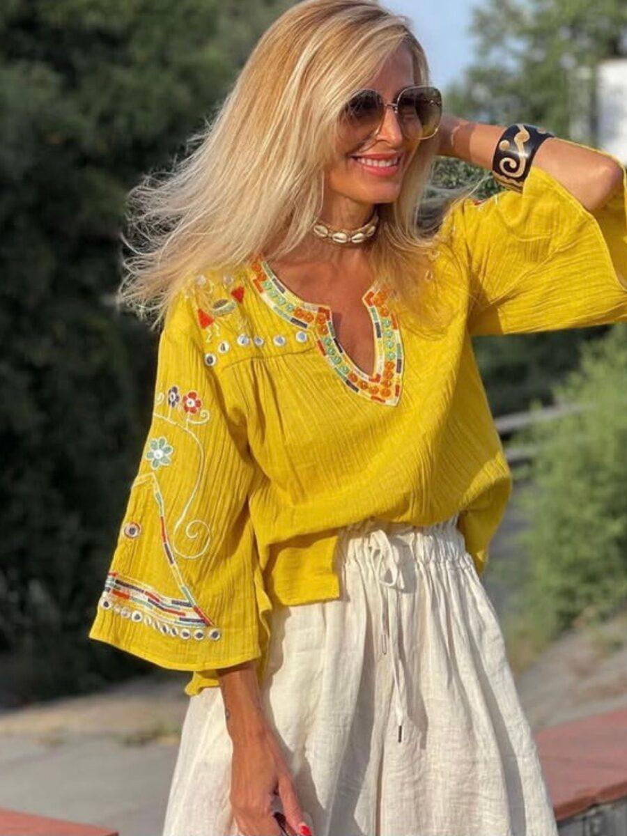 peace&love by calao BLUSA DE CUELLO PICO Y ESTILO OVERSIZE PR9011B