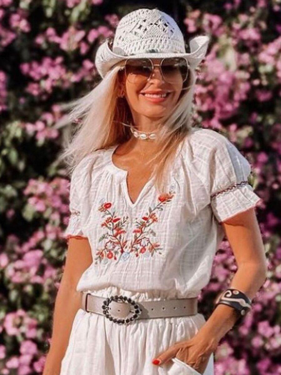 Peace&love By Calao BLUSA LISA MANGA CORTA ACABADA CON ELASTICO IC9344B