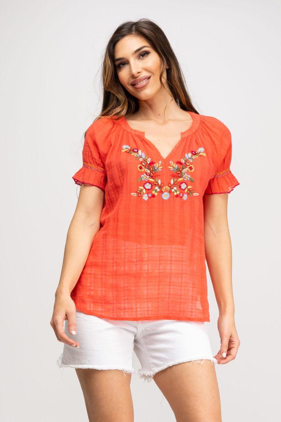 Peace&love By Calao BLUSA LISA MANGA CORTA ACABADA CON ELASTICO IC9344B