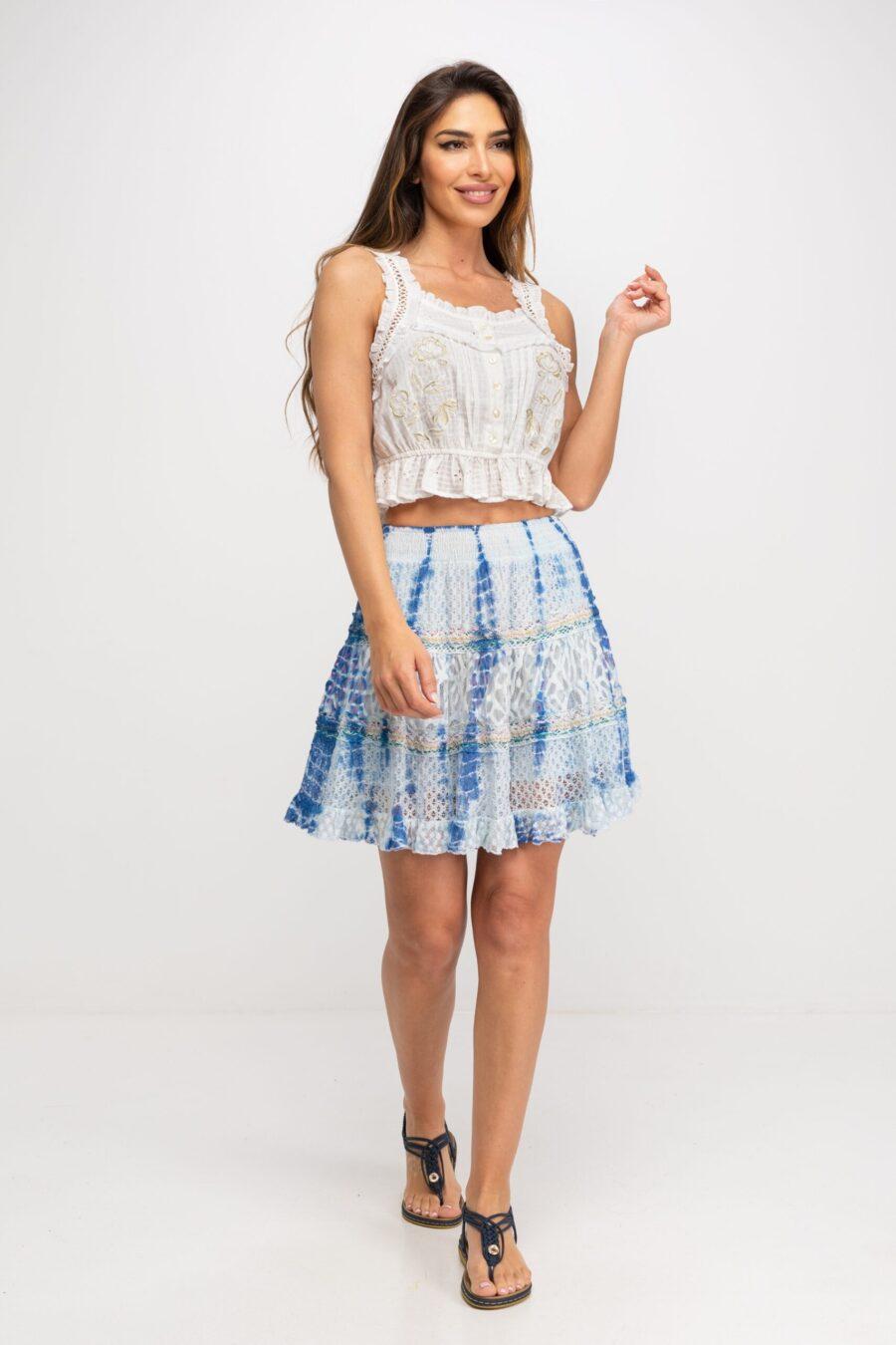 Peace&love By Calao FALDA MINI TIE DYE EN TEJIDO CALADO