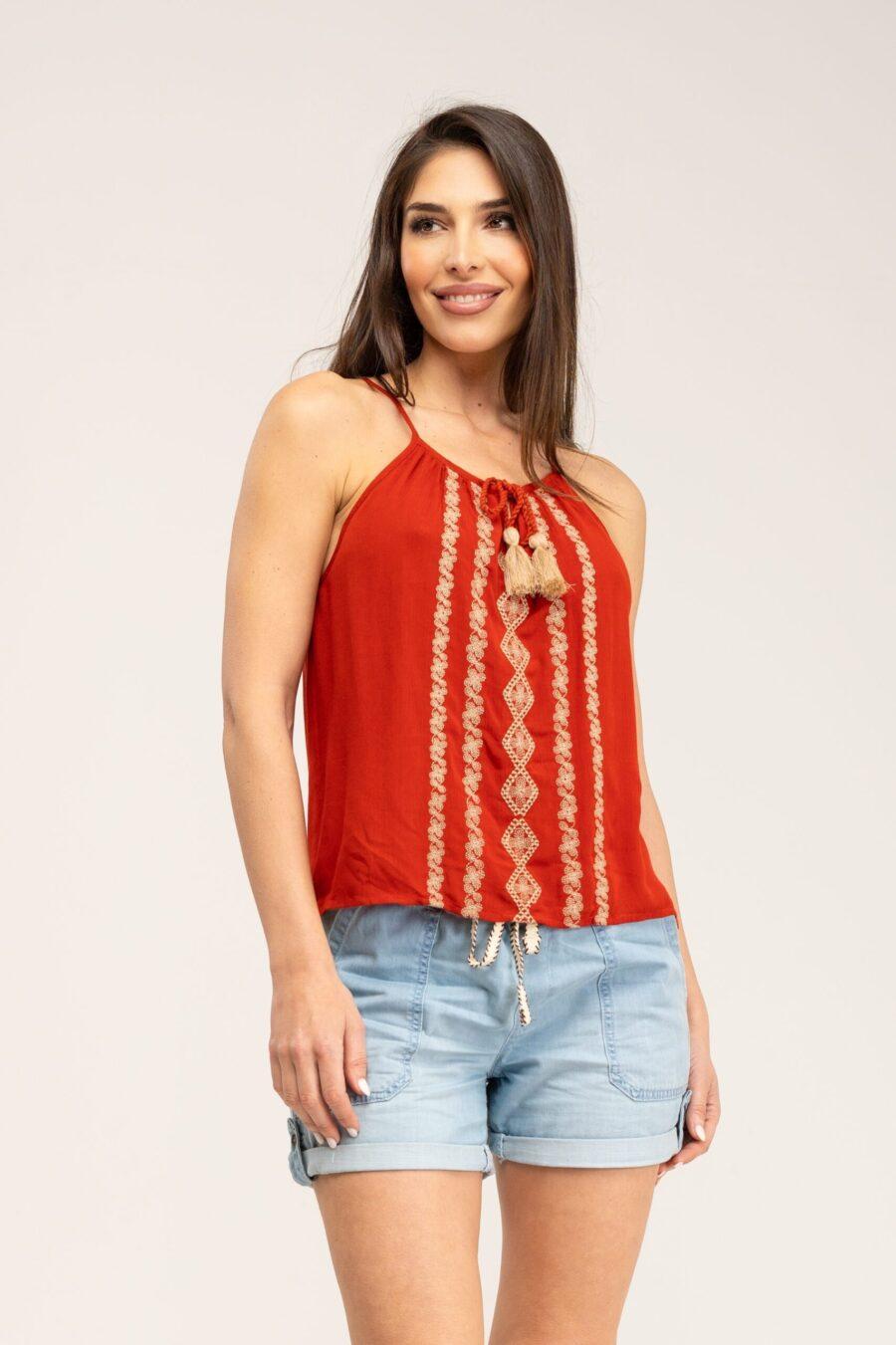 Peace&love By Calao TOP LISO BORDADO BICOLOR