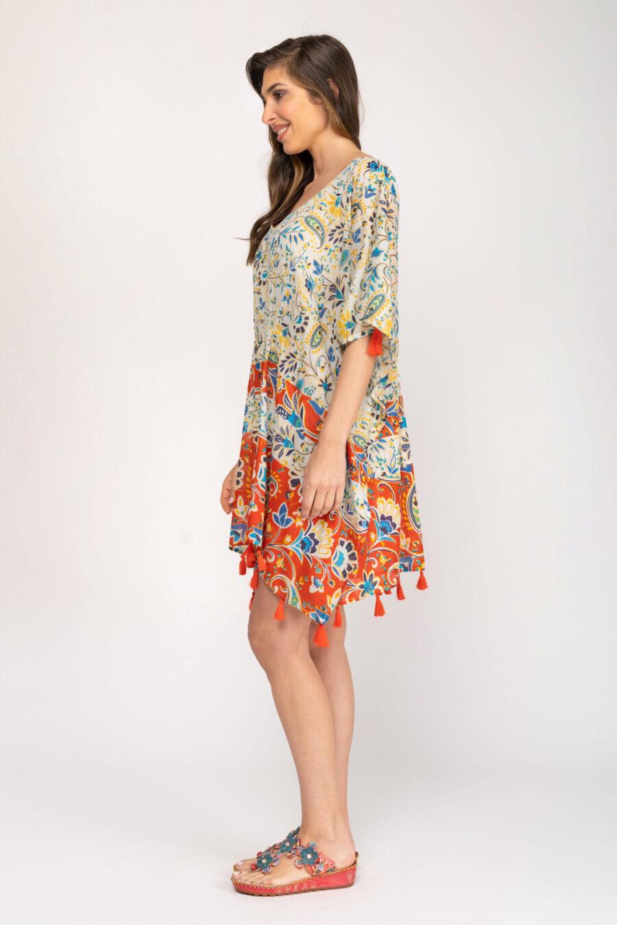 Peace&love By Calao TUNICA ESTAMPADA MUY COLORIDA CON POMPONES