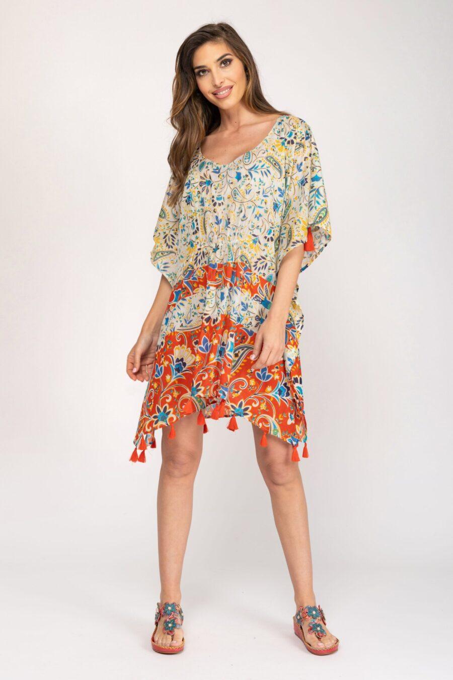 peace&love by calao TUNICA ESTAMPADA MUY COLORIDA CON POMPONES