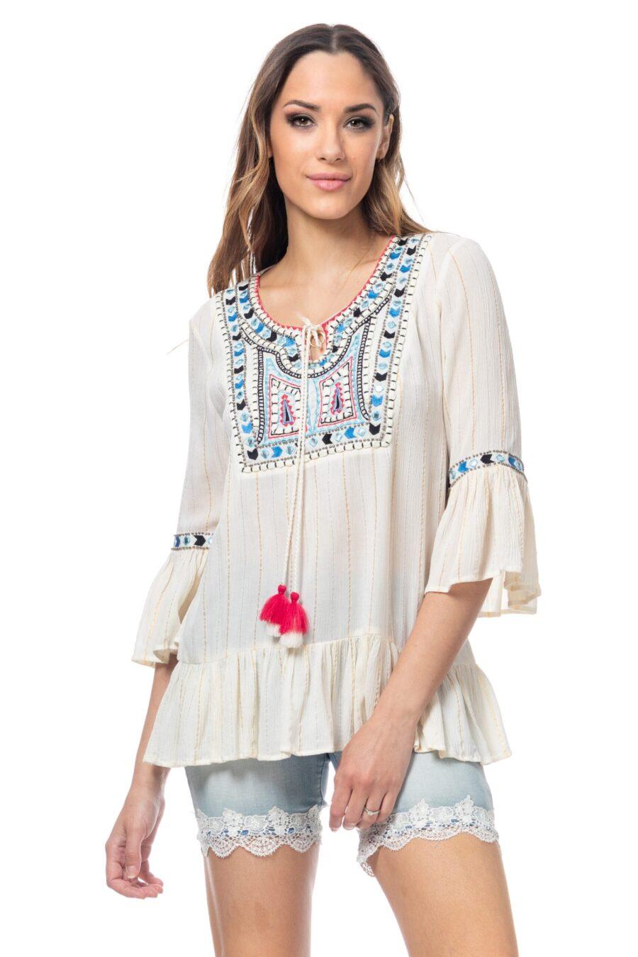 peace&love by calao TUNICA LISA BORDADA EN PECHO Y MANGAS