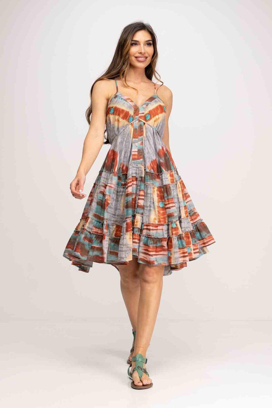 peace&love by calao VESTIDO CORTADO AL BIES LARGO TIE DYE