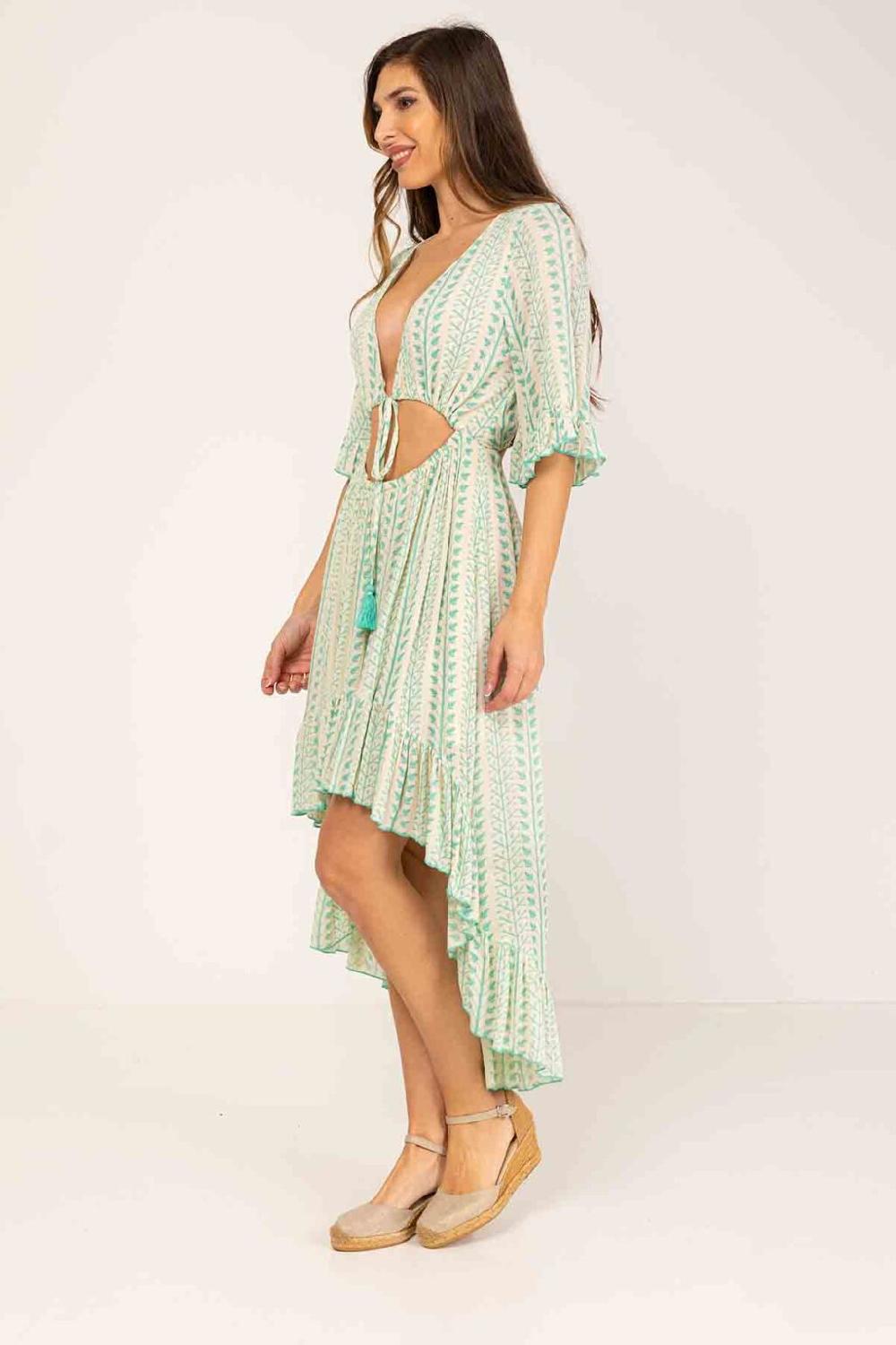 Peace&love By Calao VESTIDO ESTAMPADO MEDIA PIERNA CUELLO EN V