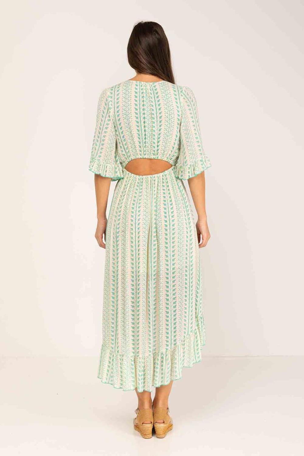 Peace&love By Calao VESTIDO ESTAMPADO MEDIA PIERNA CUELLO EN V