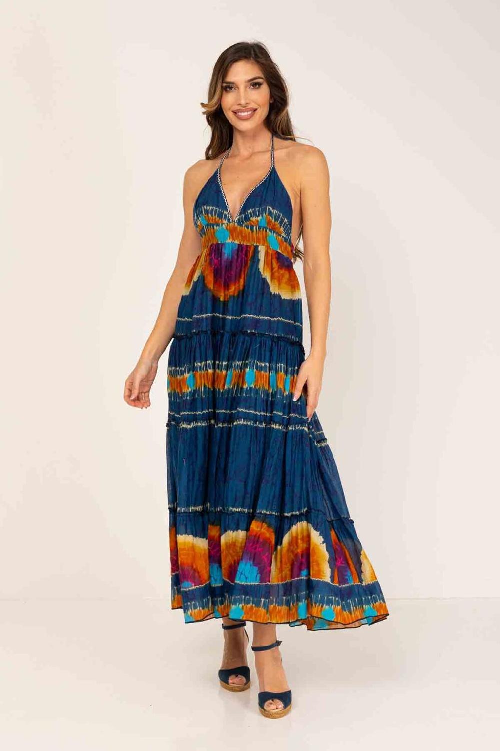 peace&love by calao VESTIDO LARGO TYE DYE ESCOTE EN V