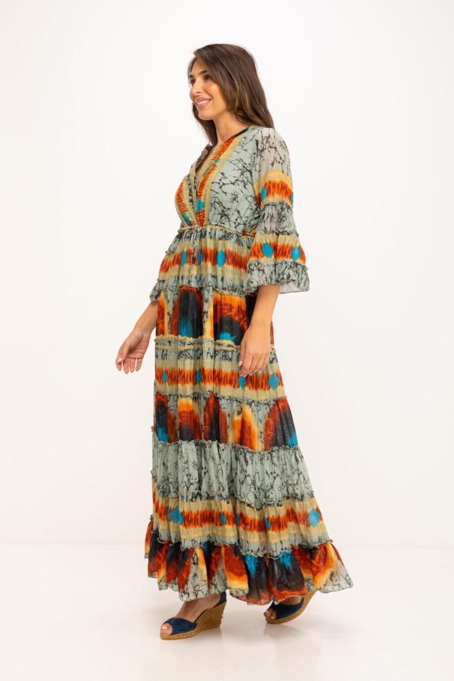 Peace&love By Calao VESTIDO TYE DYE LARGO CON CUELLO MAO