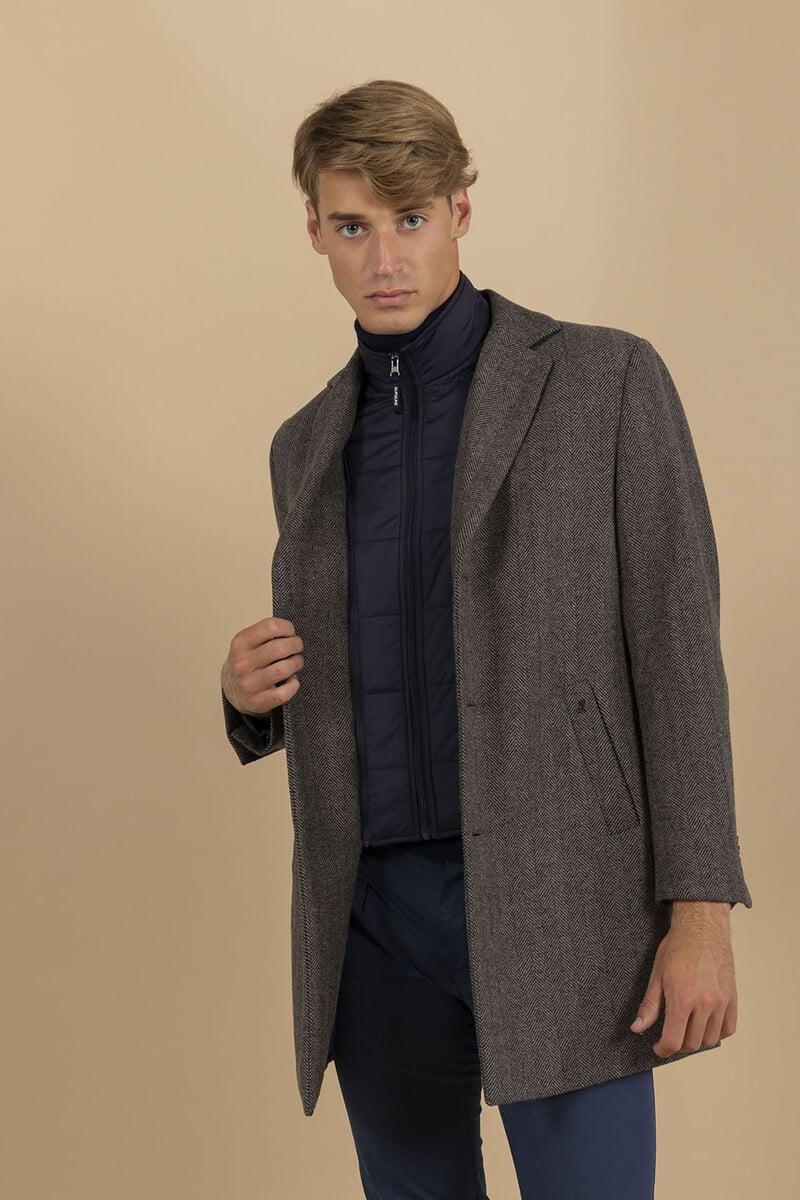 Pedro Del Hierro Abrigo De Espiga Pechera Desmontable