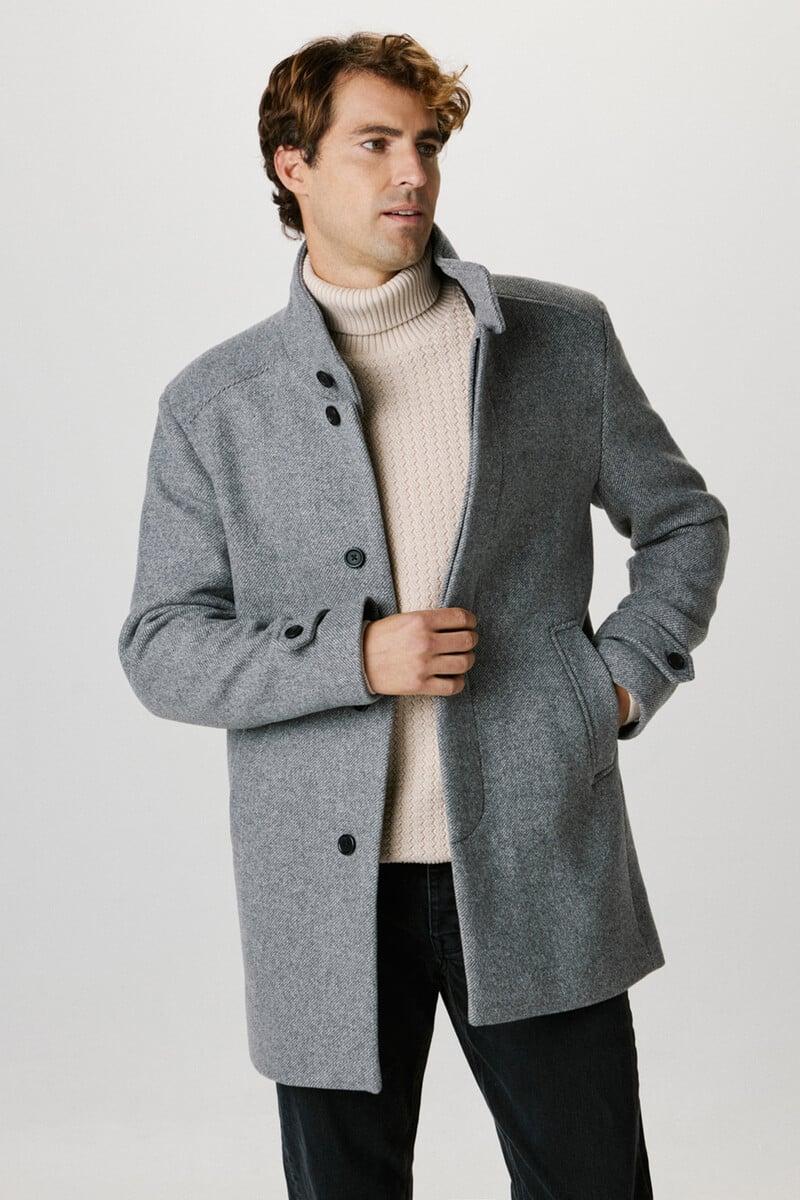 Pedro Del Hierro Abrigo De Paño Con Cuello Chimenea Confeccionado Con Algodón Reciclado