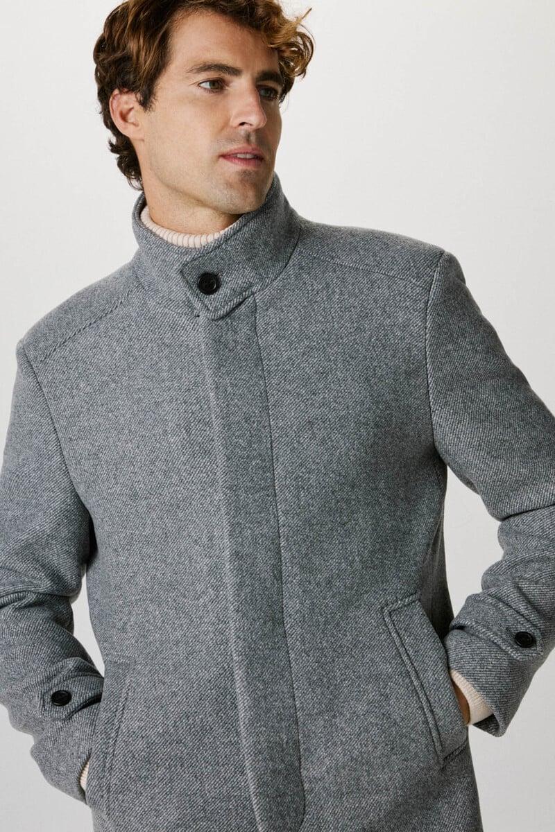 Pedro Del Hierro Abrigo De Paño Con Cuello Chimenea Confeccionado Con Algodón Reciclado