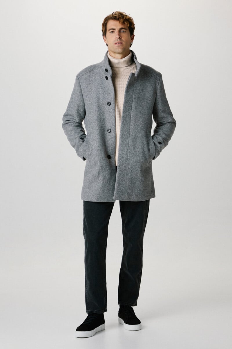 pedro del hierro Abrigo de paño con cuello chimenea confeccionado con algodón reciclado