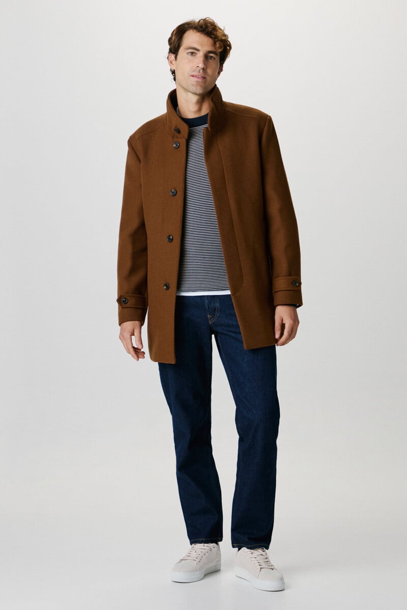 Pedro Del Hierro Abrigo De Paño Con Cuello Chimenea Confeccionado Con Algodón Reciclado