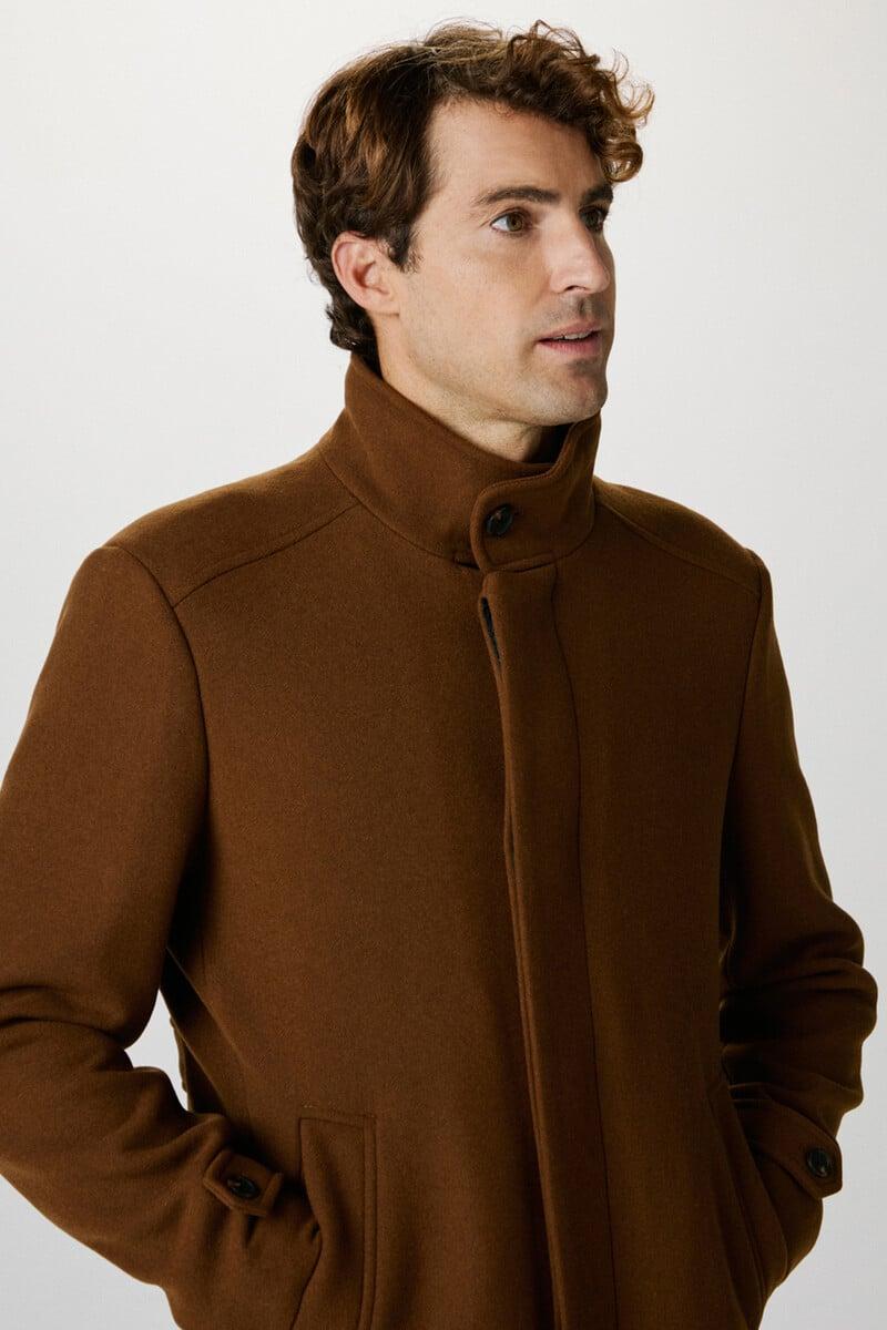 Pedro Del Hierro Abrigo De Paño Con Cuello Chimenea Confeccionado Con Algodón Reciclado