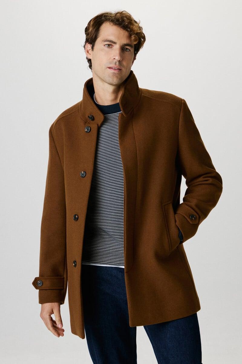 pedro del hierro Abrigo de paño con cuello chimenea confeccionado con algodón reciclado