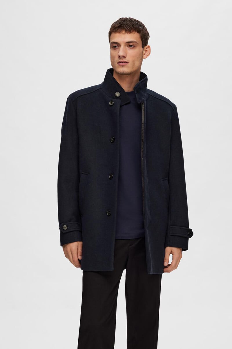 Pedro Del Hierro Abrigo De Paño Con Cuello Chimenea Confeccionado Con Algodón Reciclado
