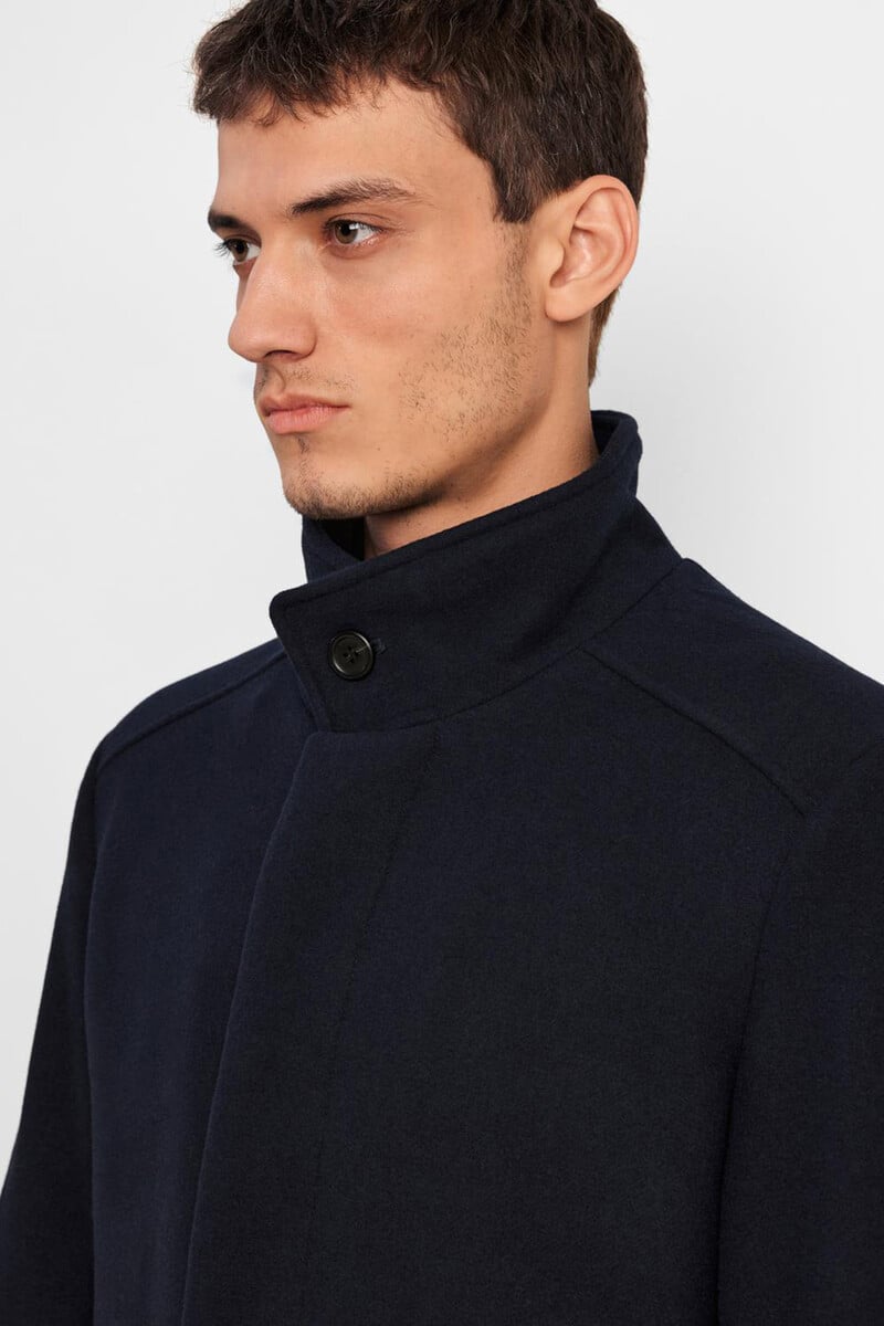 Pedro Del Hierro Abrigo De Paño Con Cuello Chimenea Confeccionado Con Algodón Reciclado