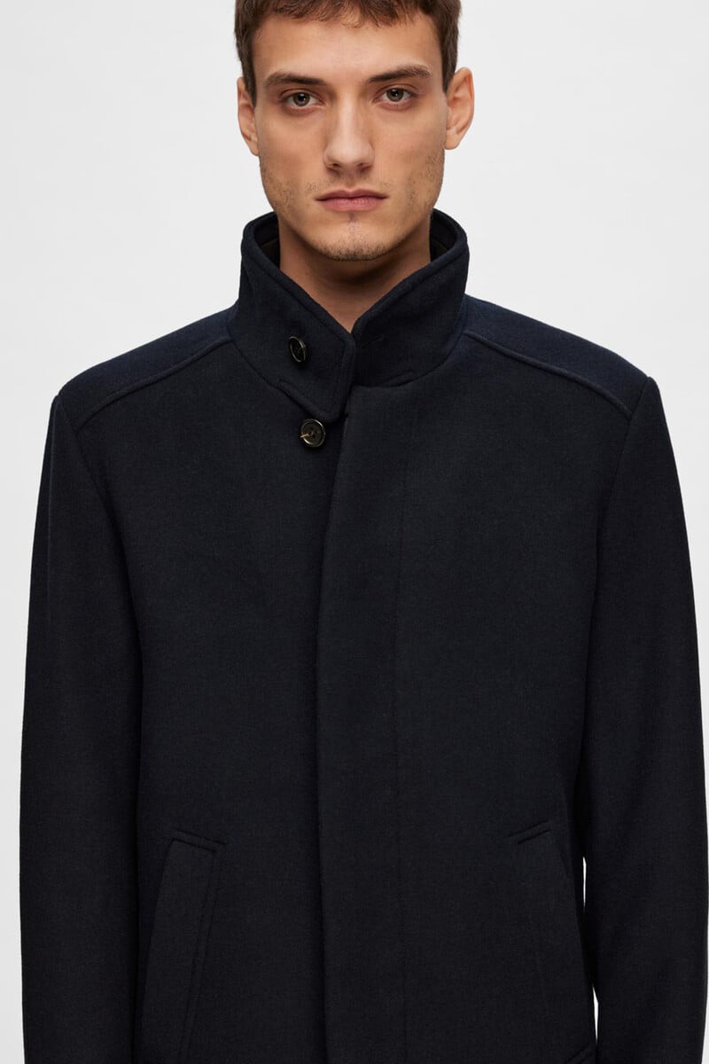 Pedro Del Hierro Abrigo De Paño Con Cuello Chimenea Confeccionado Con Algodón Reciclado