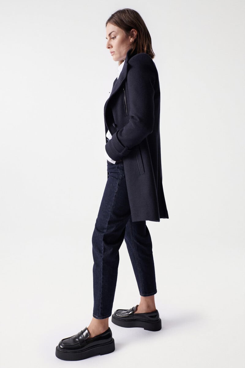 Pedro Del Hierro Abrigo De Paño Grace Largo Con Detalles