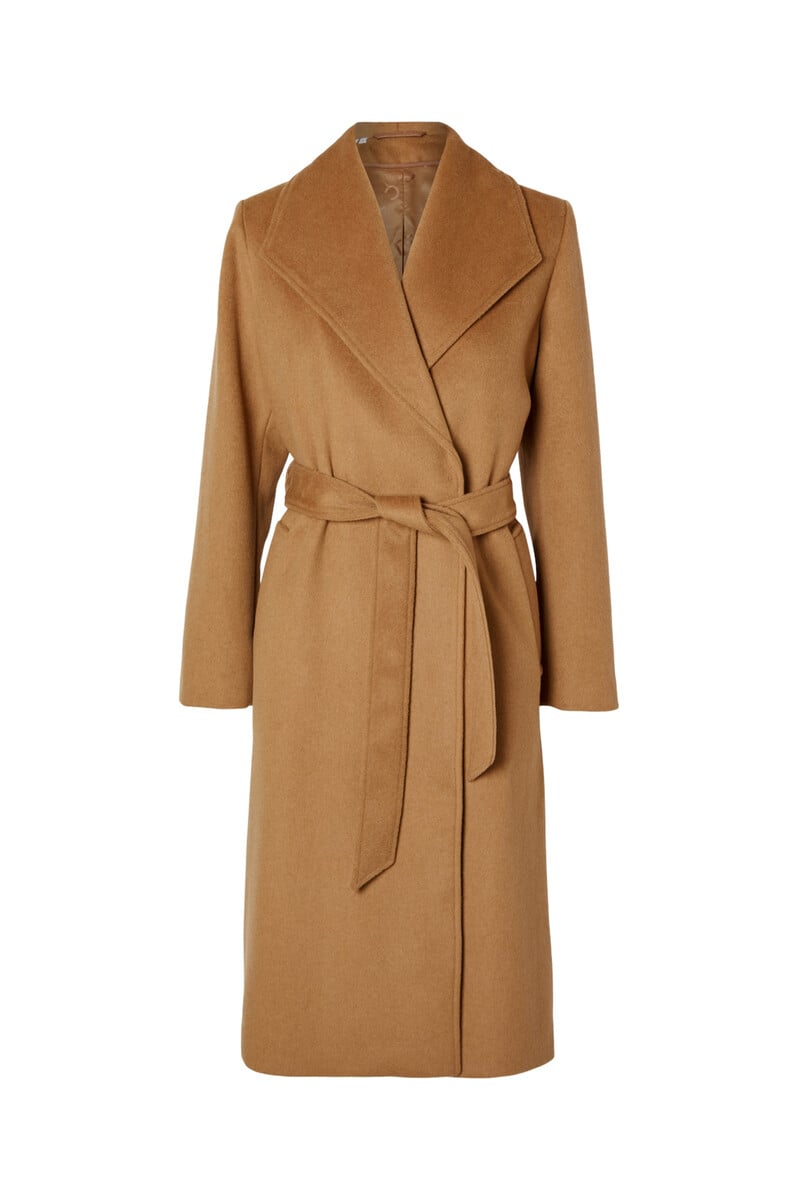 pedro del hierro Abrigo wrap largo de lana con cinturón