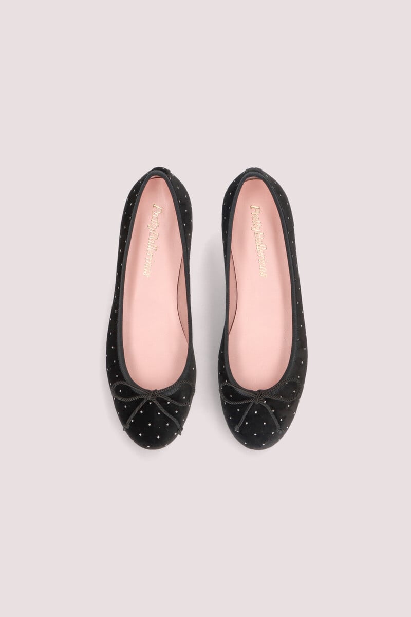 Pedro Del Hierro Bailarinas En Terciopelo Negro Con Puntitos De Purpurina