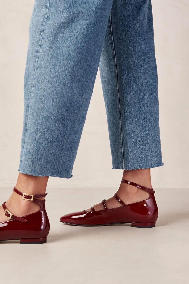 Pedro Del Hierro Bailarinas Luke Onix De Cuero Color Burdeos