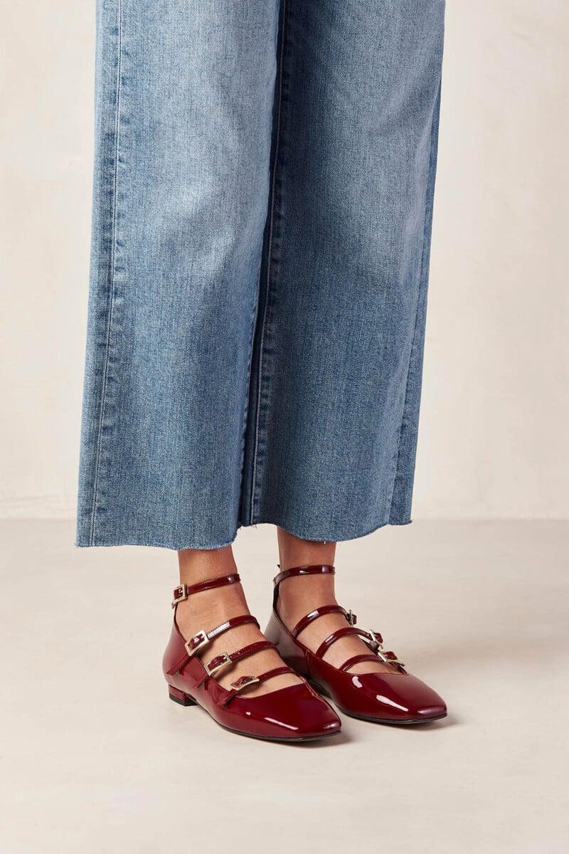 pedro del hierro Bailarinas Luke Onix de cuero color burdeos