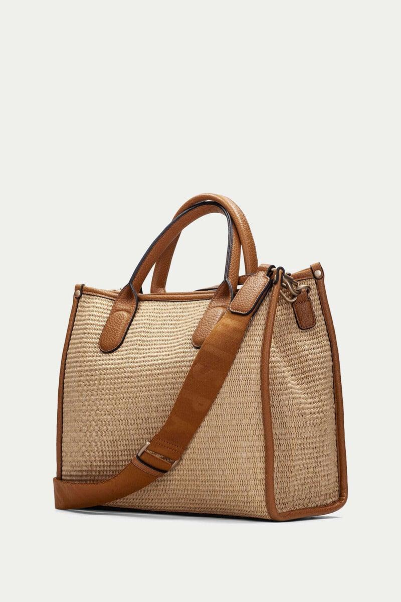 Pedro Del Hierro Bolso Doble Asa Rafia Y Compartimento Extraíble