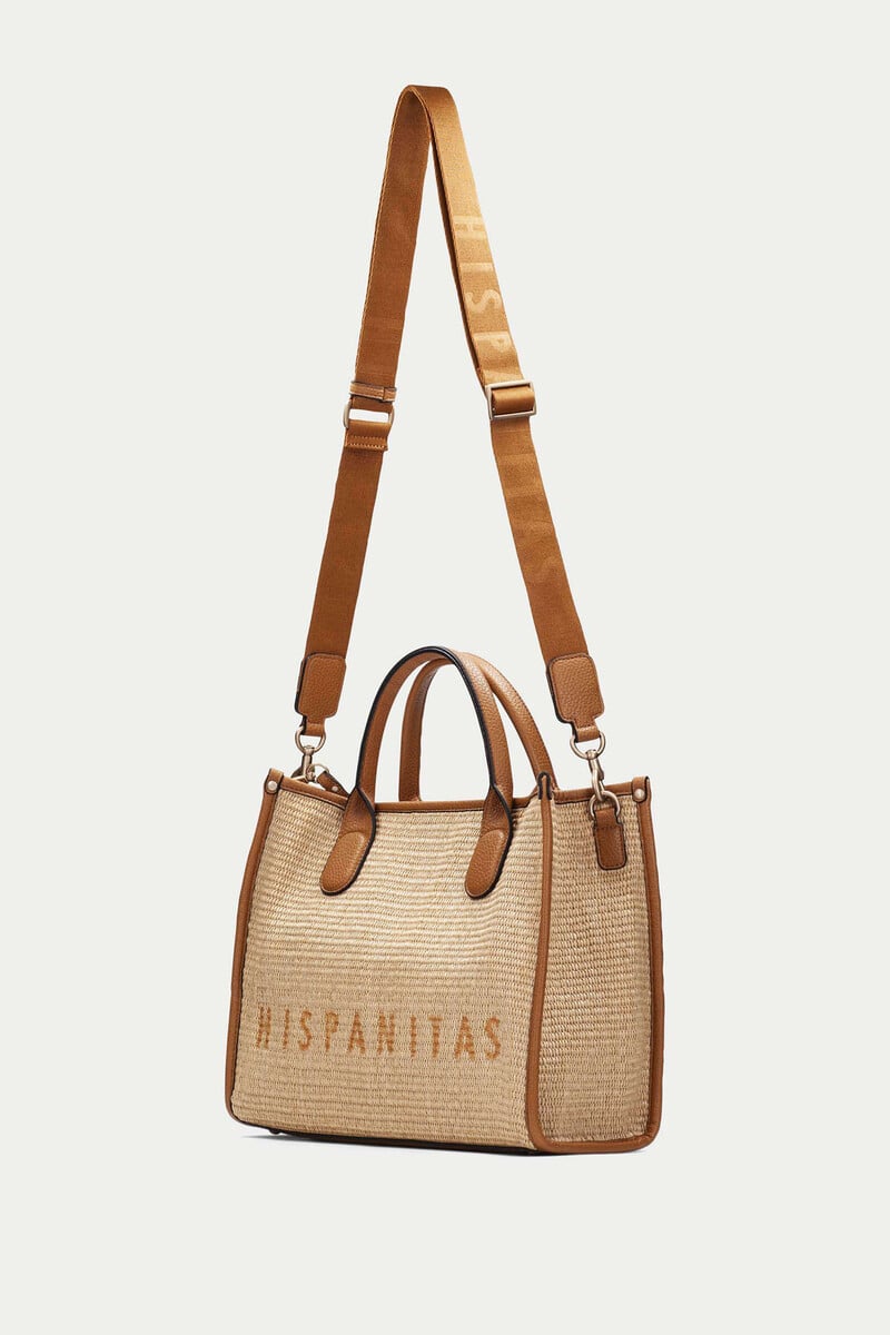 Pedro Del Hierro Bolso Doble Asa Rafia Y Compartimento Extraíble