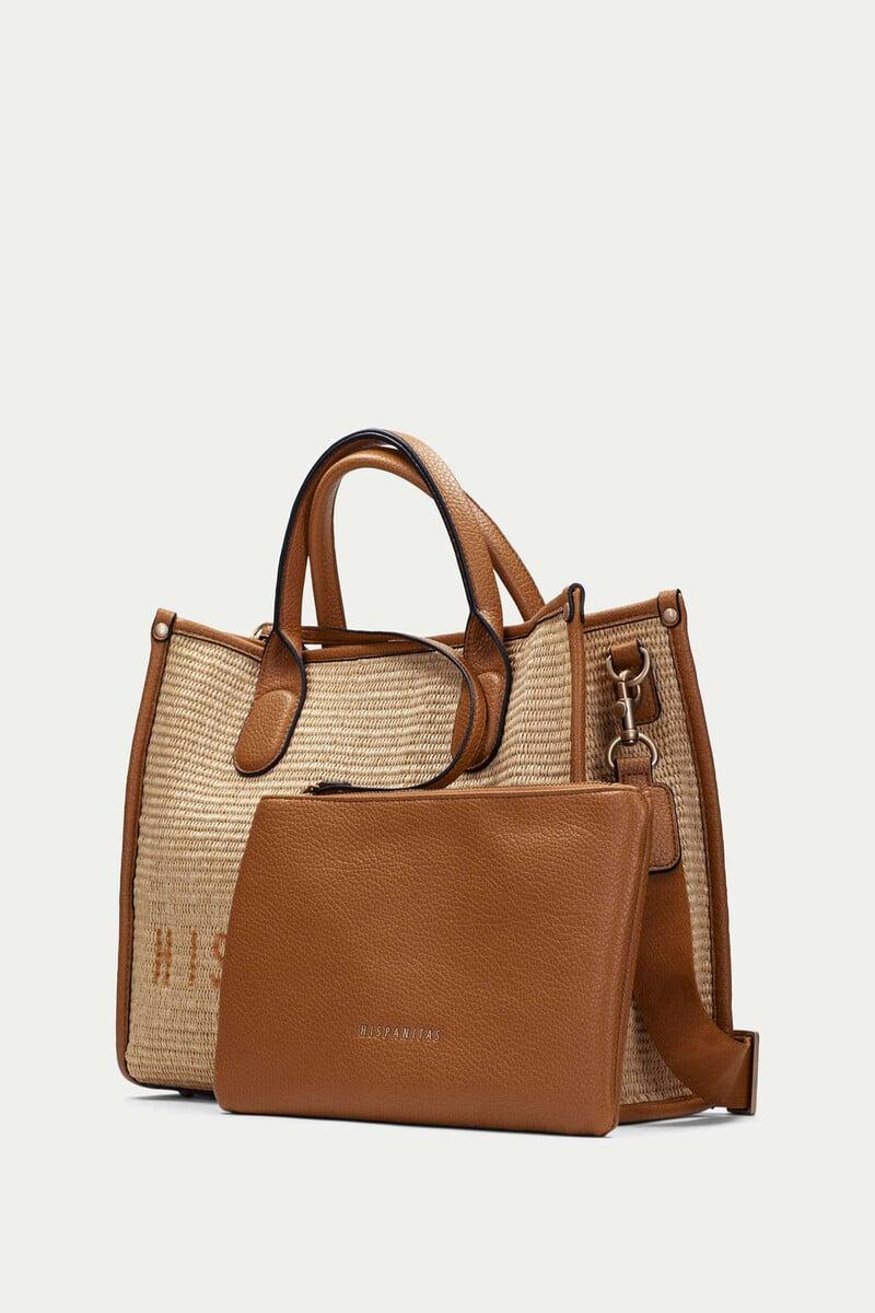 Pedro Del Hierro Bolso Doble Asa Rafia Y Compartimento Extraíble