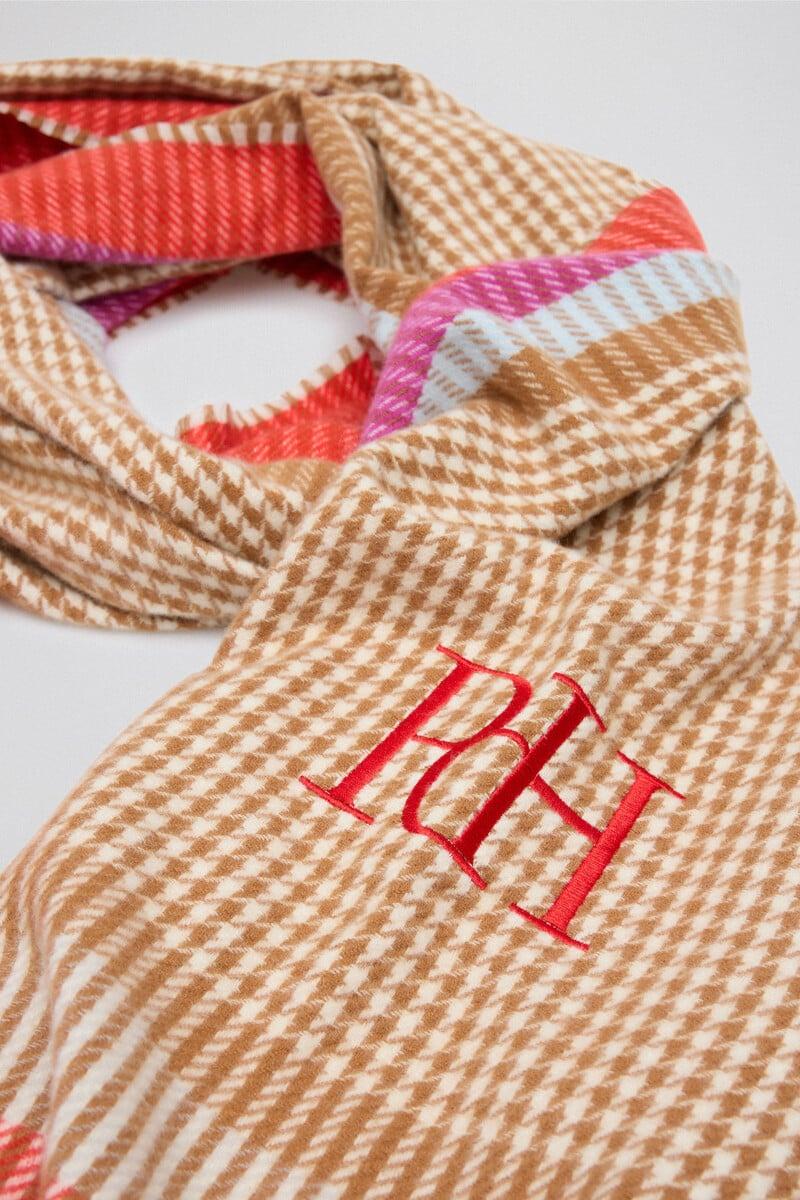 Pedro Del Hierro Bufanda Pata De Gallo Con Logo Bordado