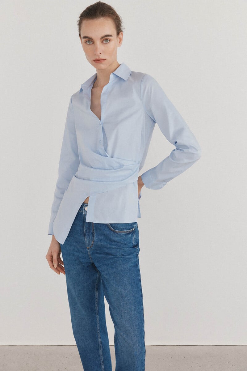pedro del hierro Camisa de cuello solapa con escote pico