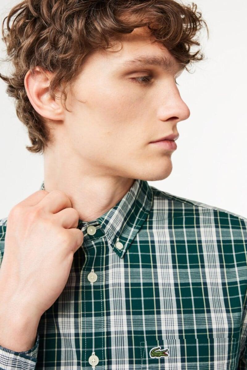 pedro del hierro Camisa elástica con estampado de cuadros para hombre