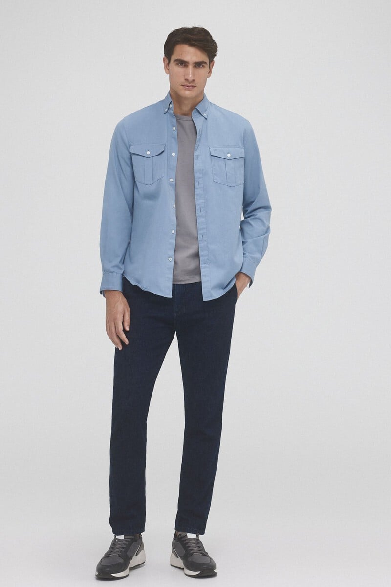 Pedro Del Hierro Camisa Gabardina Lisa Dos Bolsillos